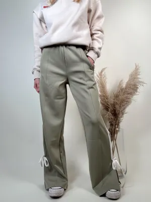 Bow Detail Track Pants - SAGE GREEN