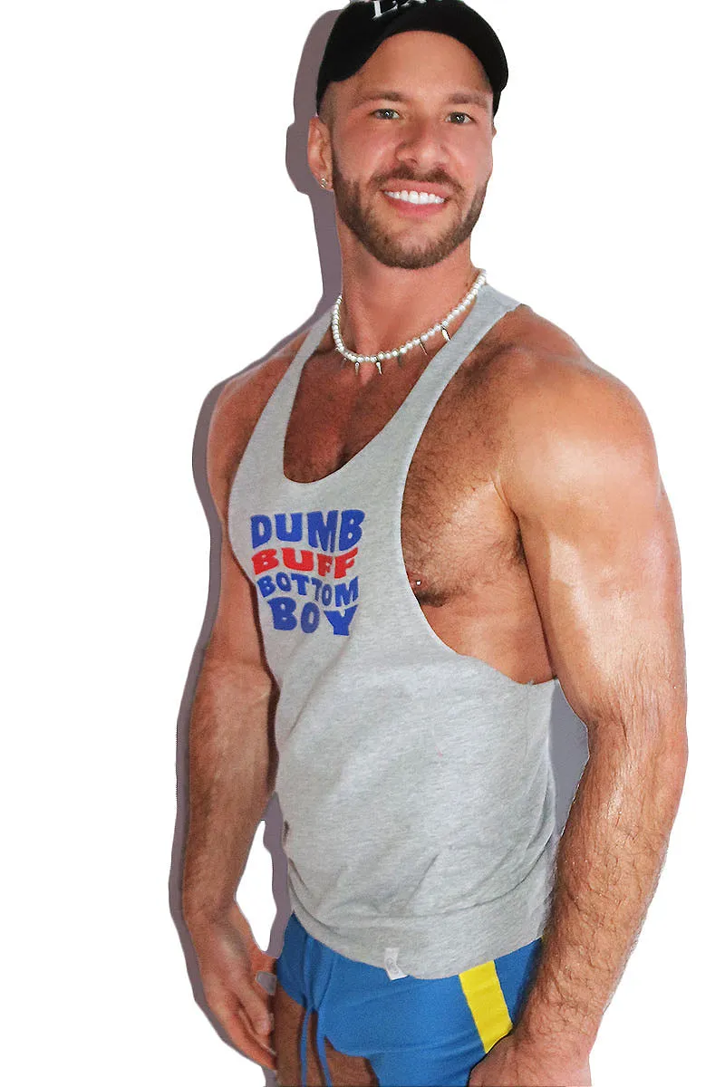Dumb Buff Bottom Boy String Tank-Grey