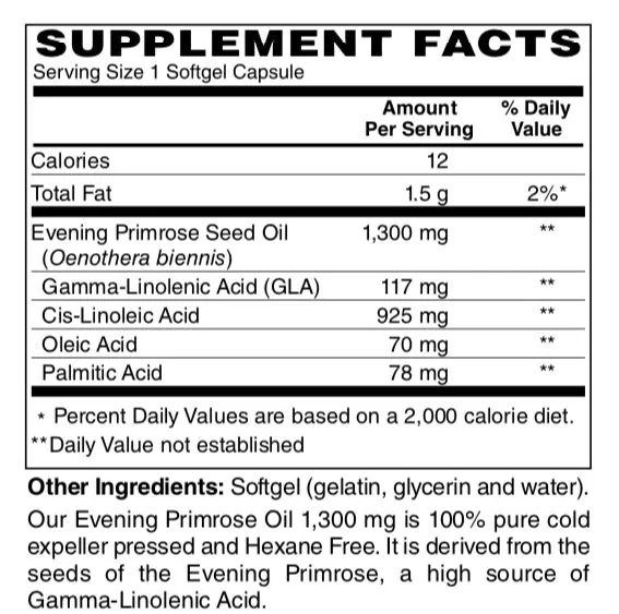 Evening Primose Oil 1300 mg Softgels