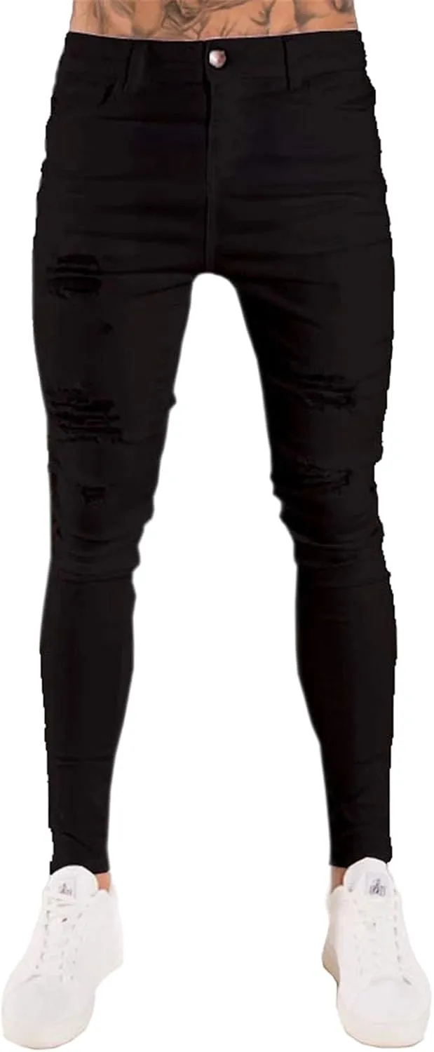 Men's Ripped Jeans Slim Fit Stretch Denim Pants Tapered Leg Fashion Jeans Comfort Skinny Biker Denim Pants for Men