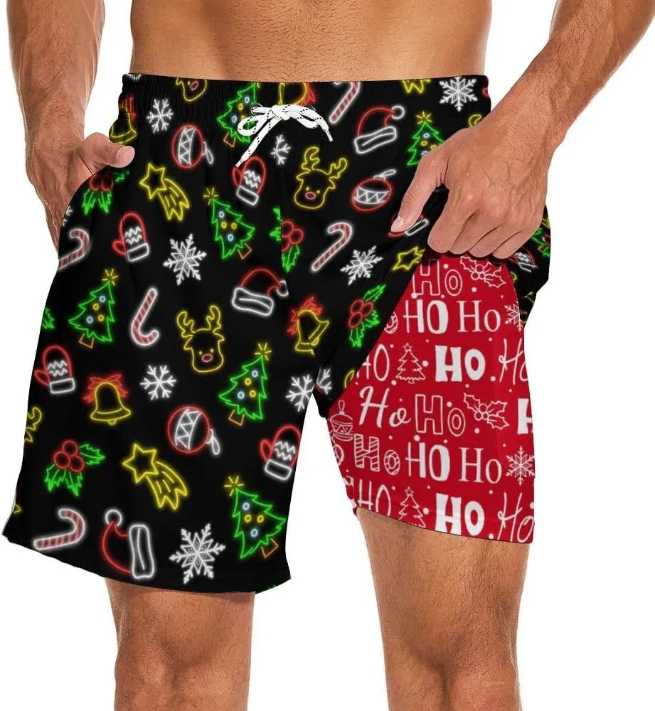 Men's Swim Trunks 7 Inch Inseam with Compression Liner Quick Dry Beach Shorts for Mens Board Shorts Swimwear