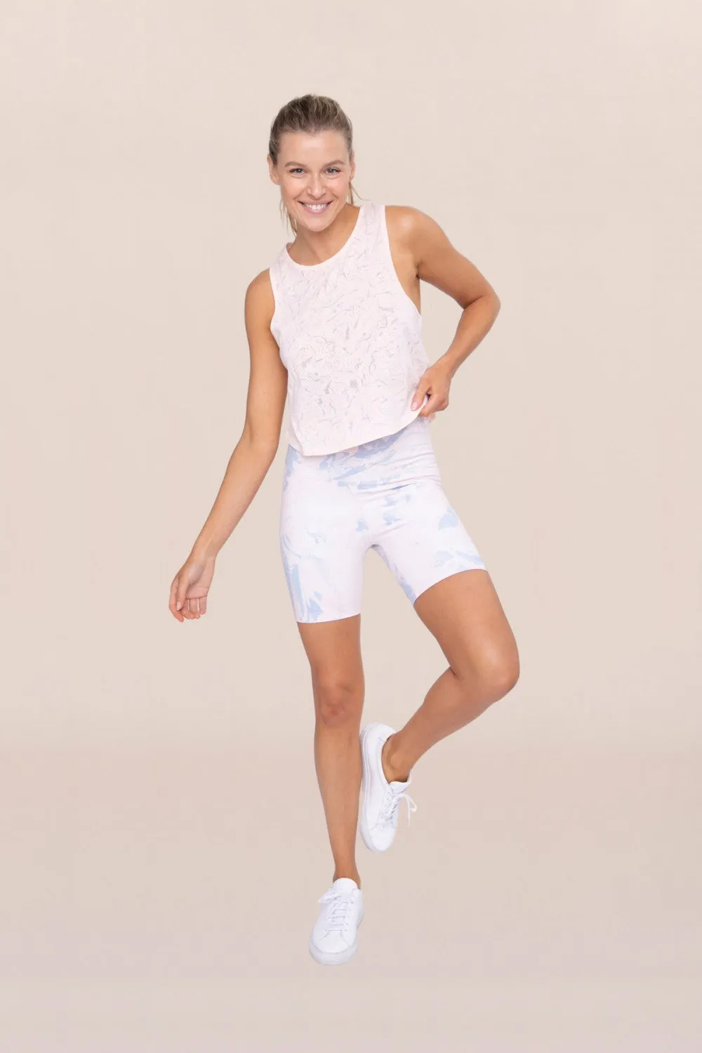 Mono B Cotton Candy High-Waist Bike Shorts in Peach