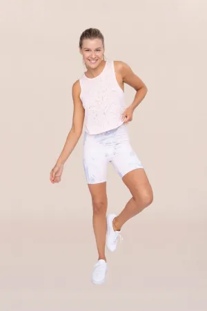 Mono B Cotton Candy High-Waist Bike Shorts in Peach