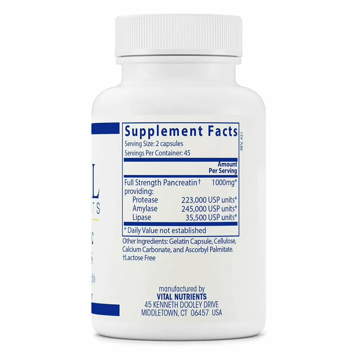 Pancreatic Enzymes 500 mg 90 caps by Vital Nutrients