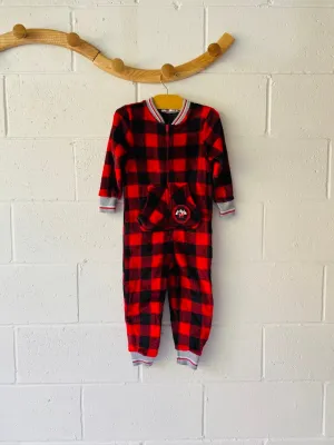 Plush Tartan Zip Romper, 2-3 years