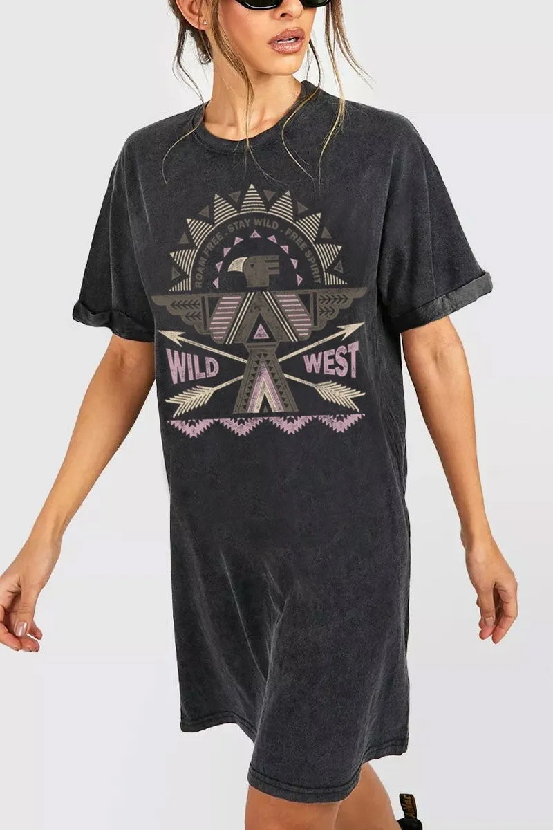 ROAM FREE STAY WILD GRAPHIC DRESS