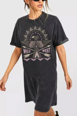 ROAM FREE STAY WILD GRAPHIC DRESS