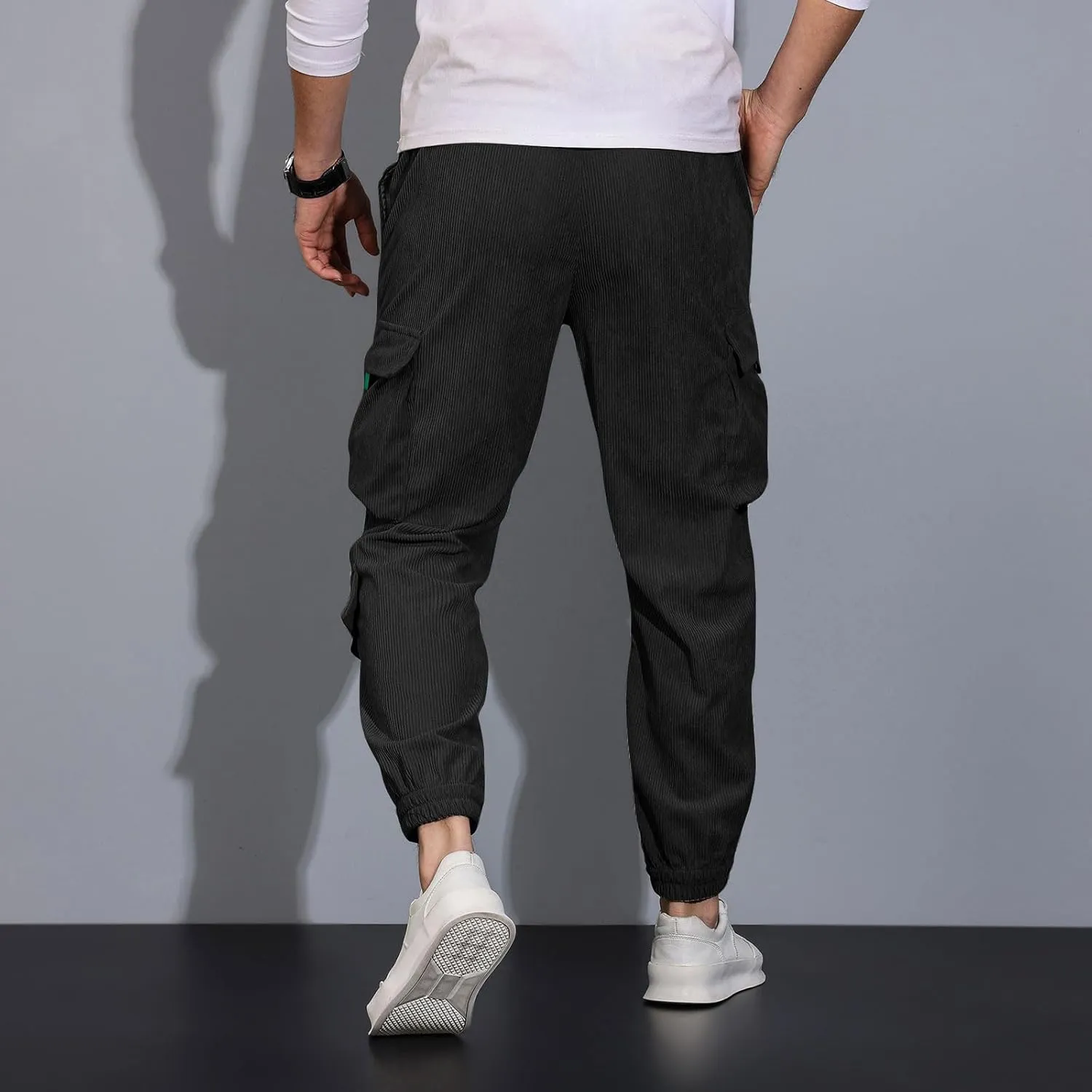 Sweatpants for Men Track Tapered Combat Coloured Slacks Male Split Breathable Baggys Elasticated Waist Joggers